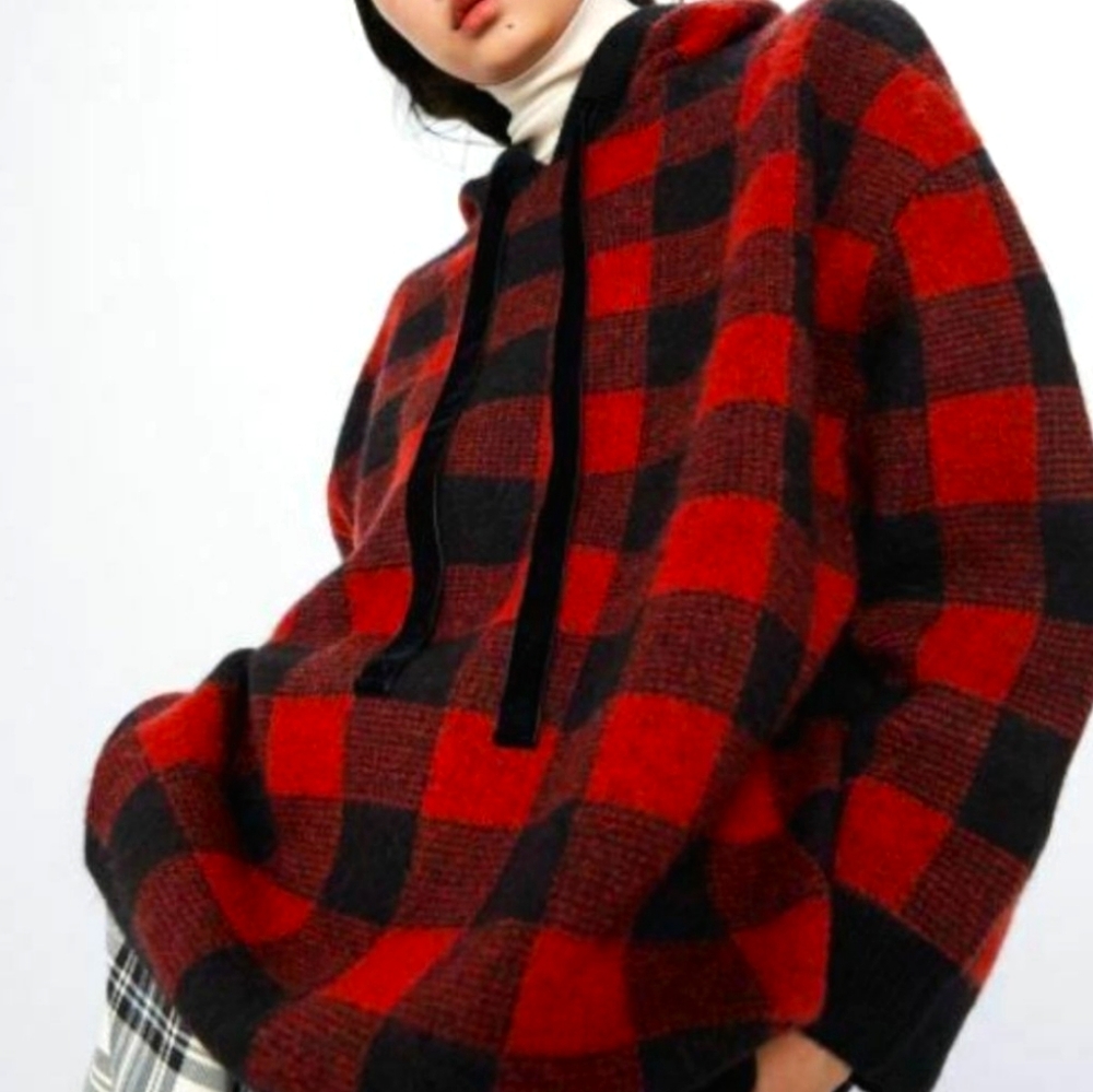 ZARA Oversized Plaid  Hoodie